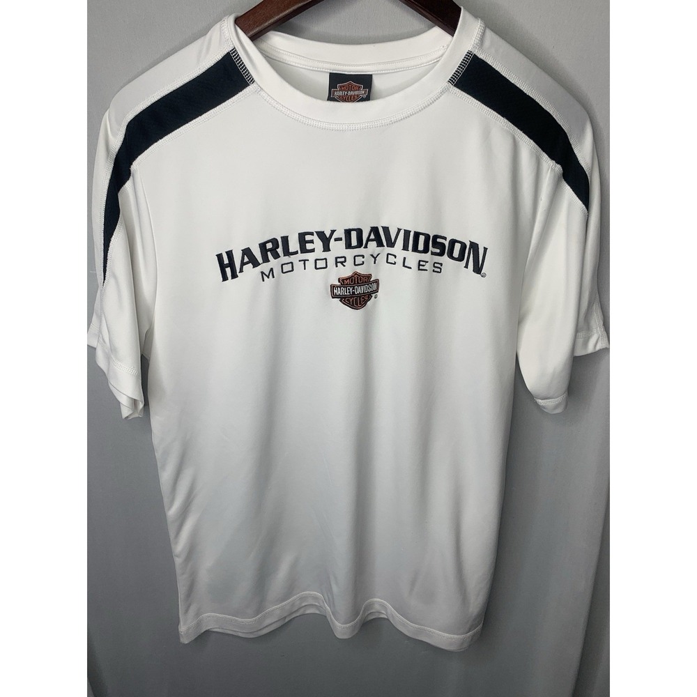 Mens L‎ Harley Davidson White & Black Prince George  Tshirt  Polyester